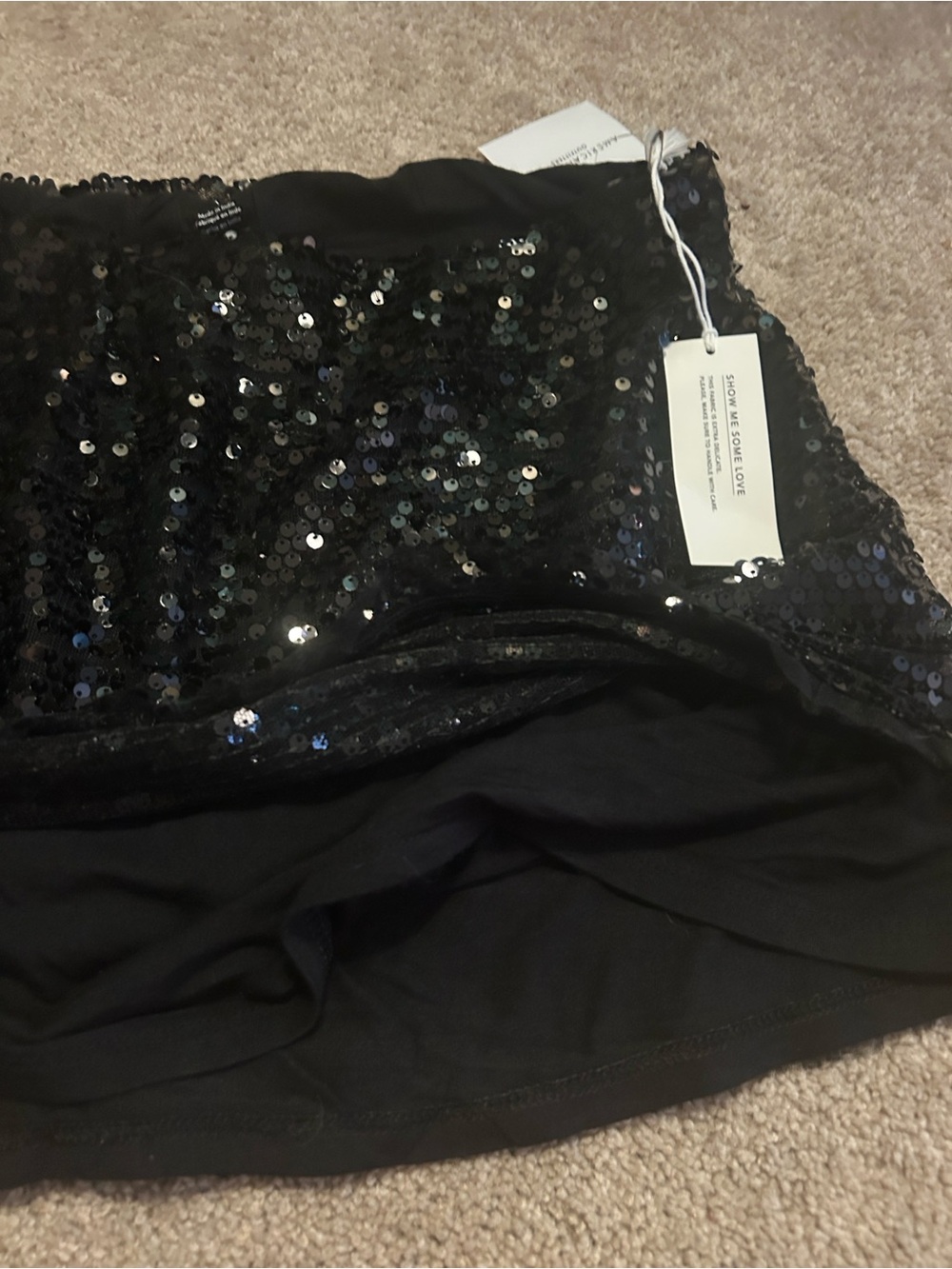 ‼️NWT‼️American 🦅 Eagle Outfitters Black Sequin Mini Skirt - Picture 4 of 6